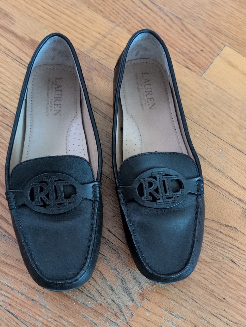 Lauren Ralph Lauren Brynn Driver Loafers Black Leather Womens Sz 8.5 M